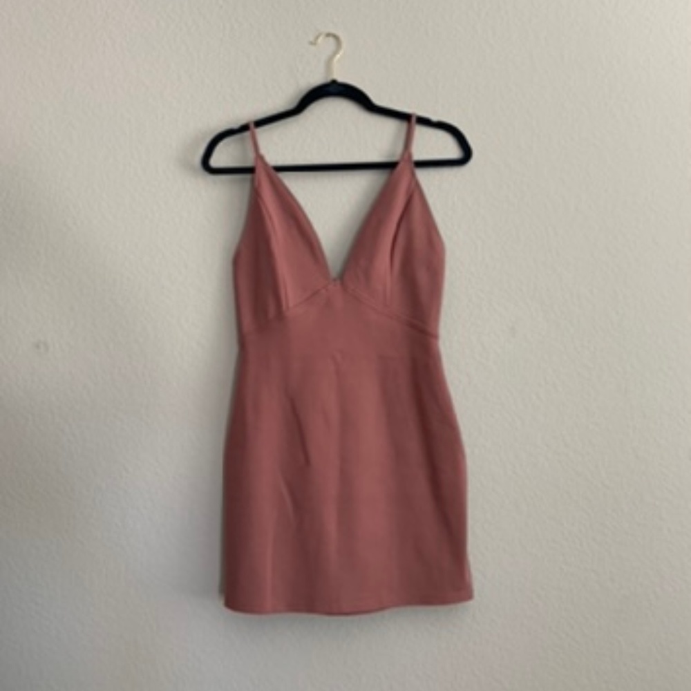TOBI taupe bodycon vegas T-bar strap dress